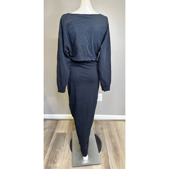 NWT AWAKE Mode Button Front Cutout Organic Cotton-Jersey Maxi Dress Black Small - Picture 8 of 11